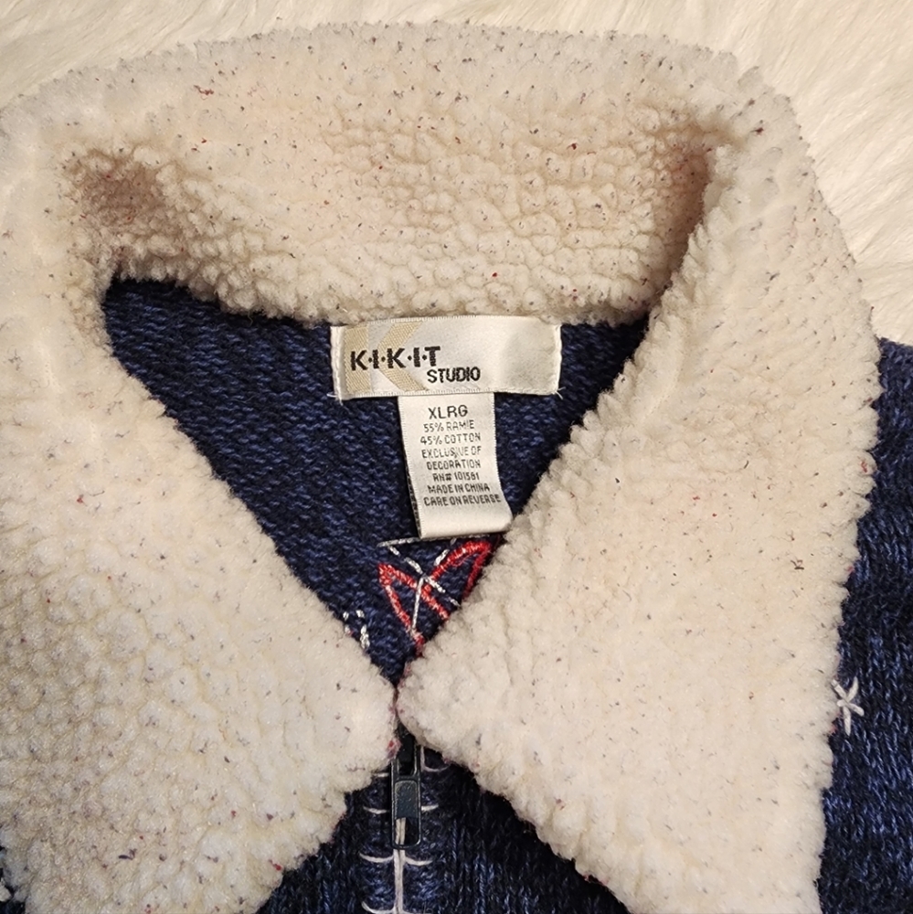 VINTAGE Holiday Not So Ugly Christmas Teddy Bear Embroidered Zip-Up Cardigan - Picture 13 of 14